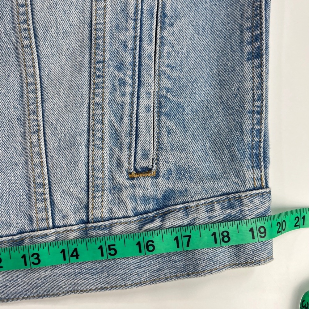 Levi's Premium 90's Trucker Jacket Womens M Fresh As A Daisy Patchwork Jean Coat - Picture 11 of 16